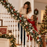 Realistic PVC Christmas Garland - Lush Foliage with Pine Cones, Red Berries & Pre-Lit LED Lights