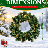 Pre-Lit Artificial Christmas Wreath - Realistic PVC Foliage Wreath with Warm White LED Lights for Door & Home Decoration