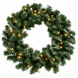 Pre-Lit Artificial Christmas Wreath - Realistic PVC Foliage Wreath with Warm White LED Lights for Door & Home Decoration