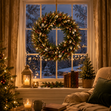 PVC & PE Christmas Garland with Red Berries & Pine Cones - Realistic Evergreen Foliage