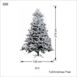 Snow-Flocked Artificial Christmas Tree - Realistic Green Xmas Tree with Faux Snow Effect, 7ft/8ft