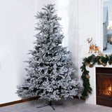 Snow-Flocked Artificial Christmas Tree - Realistic Green Xmas Tree with Faux Snow Effect, 7ft/8ft