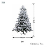 Snow-Flocked Artificial Christmas Tree - Realistic Green Xmas Tree with Faux Snow Effect, 7ft/8ft