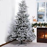Snow-Flocked Artificial Christmas Tree - Realistic Green Xmas Tree with Faux Snow Effect, 7ft/8ft