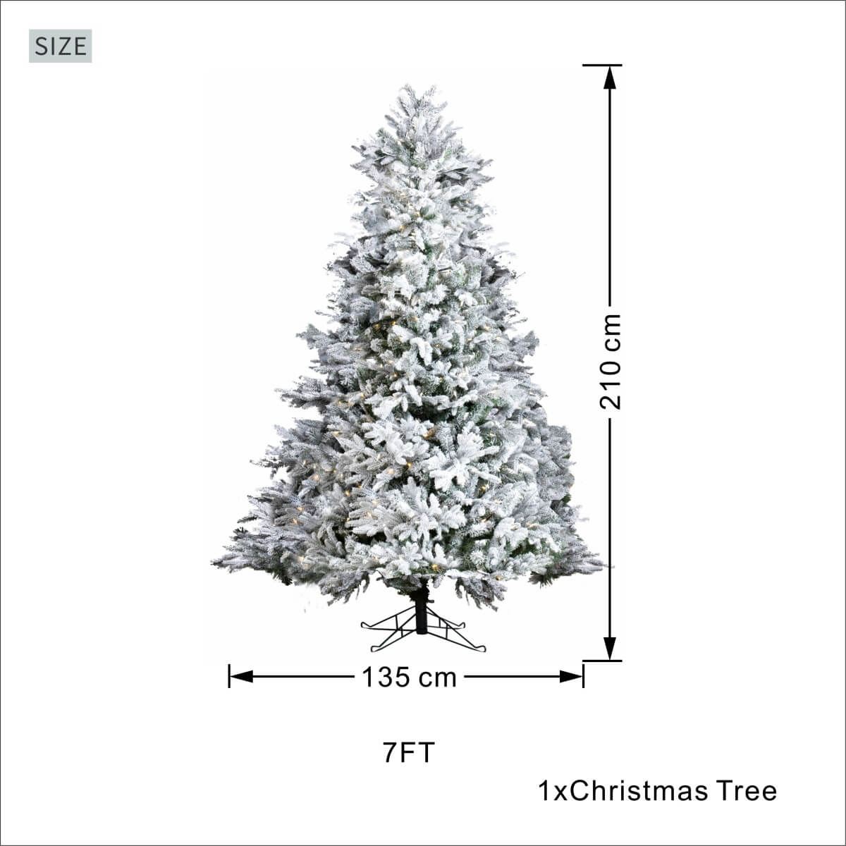 Pre-Lit Flocked Christmas Tree - Artificial Snow-Flocked Christmas Tree with Built-in Lights