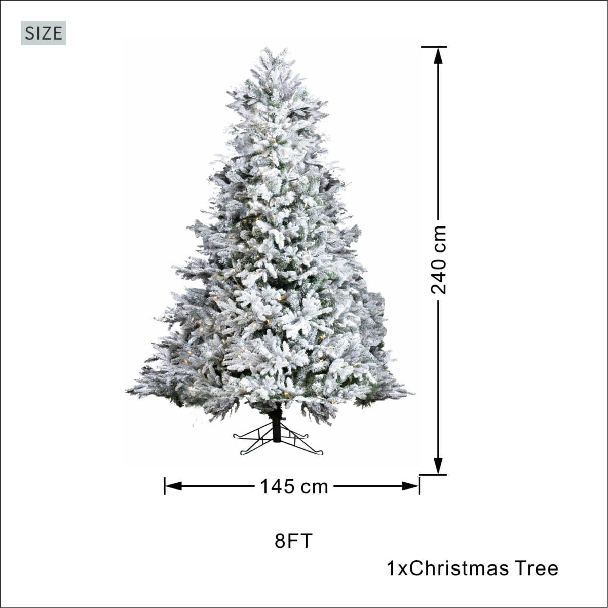 Pre-Lit Flocked Christmas Tree - Artificial Snow-Flocked Christmas Tree with Built-in Lights