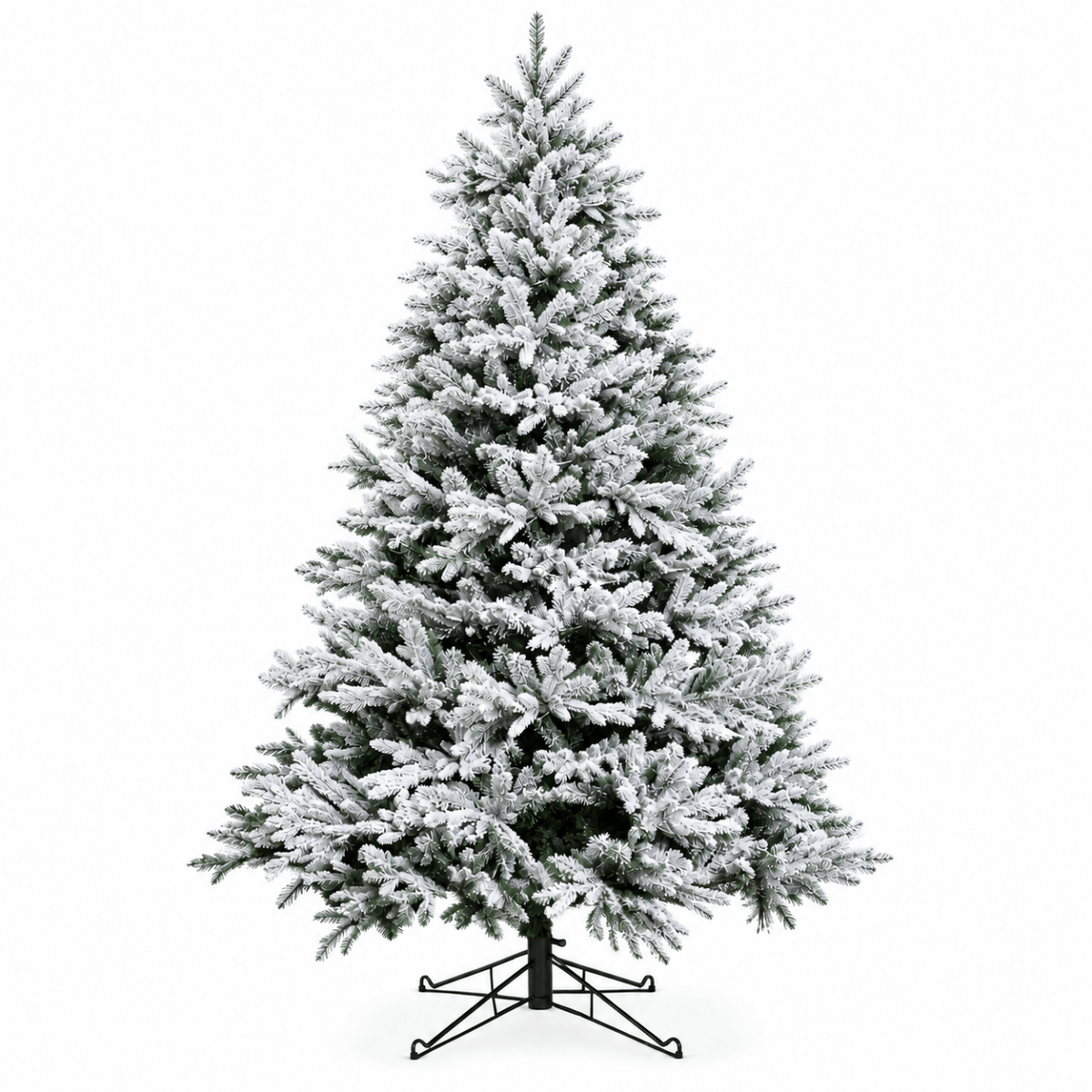 Snow-Flocked Artificial Christmas Tree - Realistic Green Xmas Tree with Faux Snow Effect, 7ft/8ft