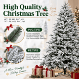 Snow-Flocked Artificial Christmas Tree - Realistic Green Xmas Tree with Faux Snow Effect, 7ft/8ft