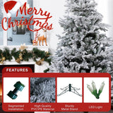 Snow-Flocked Artificial Christmas Tree - Realistic Green Xmas Tree with Faux Snow Effect, 7ft/8ft