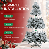Snow-Flocked Artificial Christmas Tree - Realistic Green Xmas Tree with Faux Snow Effect, 7ft/8ft