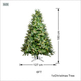 Lush Full Green Artificial Christmas Tree - Realistic Xmas Tree with Pre-Lit LED Lights for Festive Home Decoration, 6ft/7ft/8ft