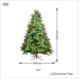 Lush Full Green Artificial Christmas Tree - Realistic Xmas Tree with Pre-Lit LED Lights for Festive Home Decoration, 6ft/7ft/8ft
