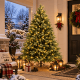 Lush Full Green Artificial Christmas Tree - Realistic Xmas Tree with Pre-Lit LED Lights for Festive Home Decoration, 6ft/7ft/8ft
