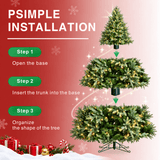 Lush Full Green Artificial Christmas Tree - Realistic Xmas Tree with Pre-Lit LED Lights for Festive Home Decoration, 6ft/7ft/8ft