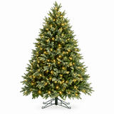 Lush Full Green Artificial Christmas Tree - Realistic Xmas Tree with Pre-Lit LED Lights for Festive Home Decoration, 6ft/7ft/8ft