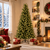 Pre-Lit Artificial Christmas Tree - Realistic Full Green Xmas Tree with LED Lights for Indoor Home Decoration
