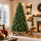 Realistic Full Green PE & PVC Artificial Christmas Tree - Lush Mixed-Foliage Xmas Tree for Festive Home Decoration, 6.5ft/7.5ft/8.5ft