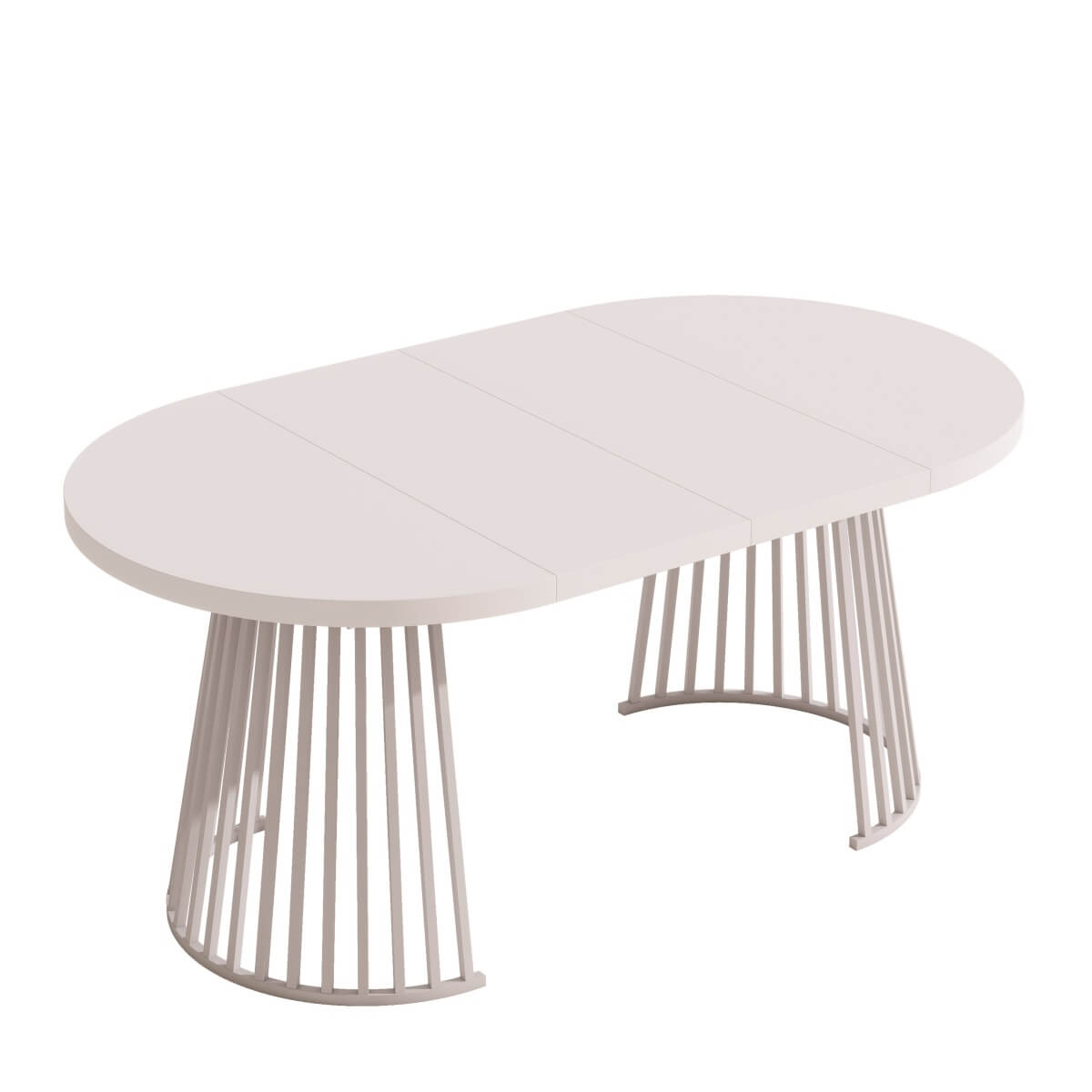 4-8 Seater Extendable Round Dining Table - Round to Oval Kitchen Table with 3cm Thick Tabletop and Metal Pedestal Base, Cashmere