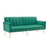 Modern Velvet Sofa Bed - Adjustable Backrest & Armrests, Convertible Sleeper with Metal Legs for Living Room, Bedroom & Guest Room, Green