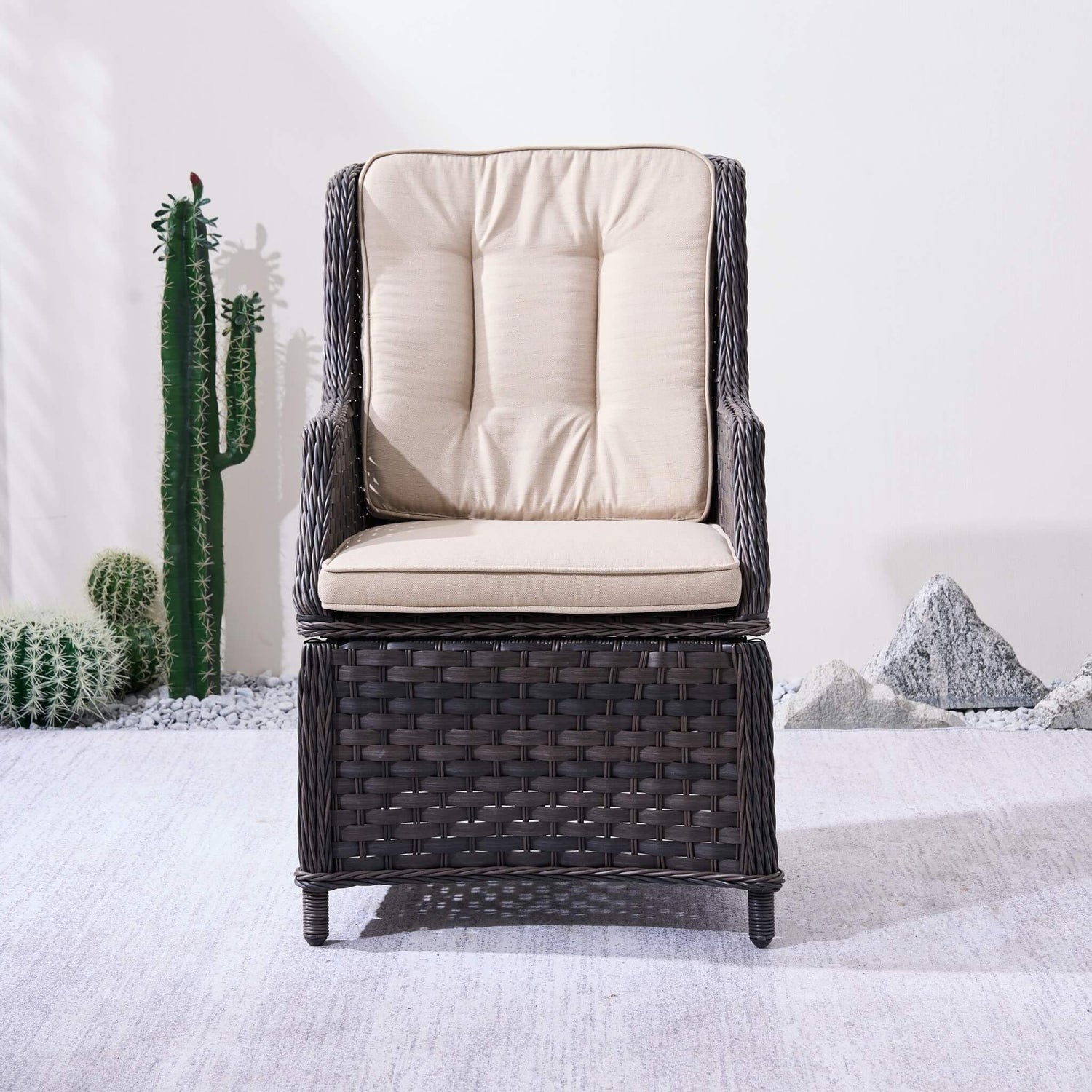 Ravenna Outdoor Wicker Armchairs with Cushions Set of 2 Weather-Resistant Patio Chairs (PAC-010)