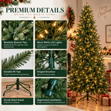 Pre-Lit Artificial Christmas Tree - Realistic Full Green Xmas Tree with LED Lights for Indoor Home Decoration