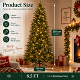 Pre-Lit Artificial Christmas Tree - Realistic Full Green Xmas Tree with LED Lights for Indoor Home Decoration