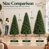 Realistic Full Green PE & PVC Artificial Christmas Tree - Lush Mixed-Foliage Xmas Tree for Festive Home Decoration, 6.5ft/7.5ft/8.5ft