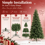 Realistic Full Green PE & PVC Artificial Christmas Tree - Lush Mixed-Foliage Xmas Tree for Festive Home Decoration, 6.5ft/7.5ft/8.5ft