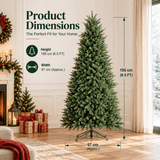 Realistic Full Green PE & PVC Artificial Christmas Tree - Lush Mixed-Foliage Xmas Tree for Festive Home Decoration, 6.5ft/7.5ft/8.5ft