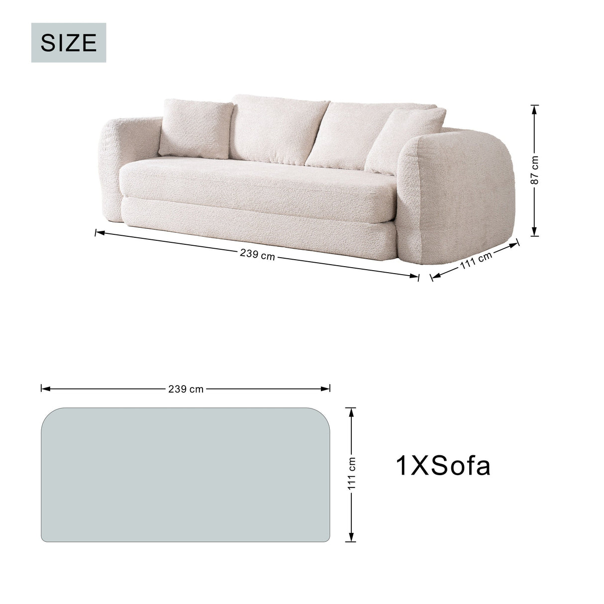 SOFTY Compressed Pull-Out Sofa Bed - Beige