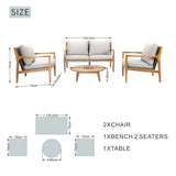 SOLARA 4-Piece Wood Outdoor Sofa Set - 4-Seater