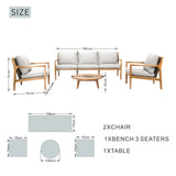 SOLARA 4-Piece Wood Outdoor Sofa Set - 5-Seater