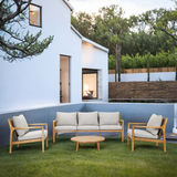SOLARA 4-Piece Wood Outdoor Sofa Set - 5-Seater