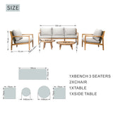 SOLARA 5-Piece Wood Outdoor Sofa Set - 5-Seater