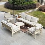 6-Piece Wood Outdoor Sofa Set – 7-Seater