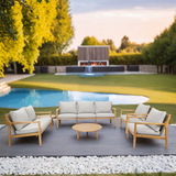 SOLARA 6-Piece Wood Outdoor Sofa Set - 7-Seater