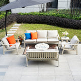 6-Piece Wood Outdoor Sofa Set – 7-Seater