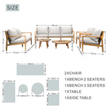 SOLARA 6-Piece Wood Outdoor Sofa Set - 7-Seater