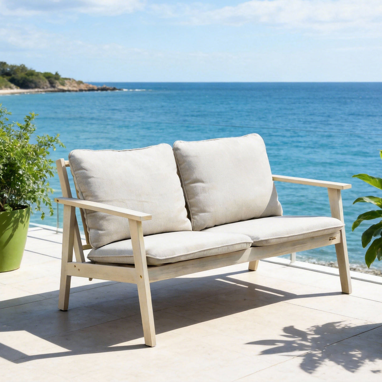 Solid Wood 2-seater Sofa
