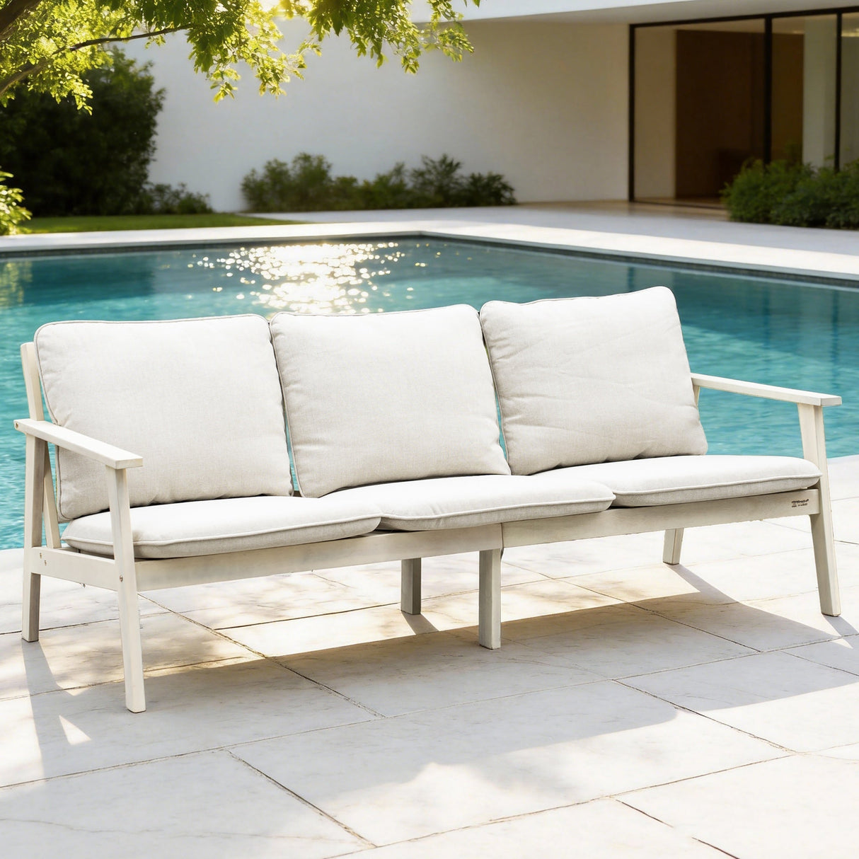Solid Wood 3-Seater Sofa