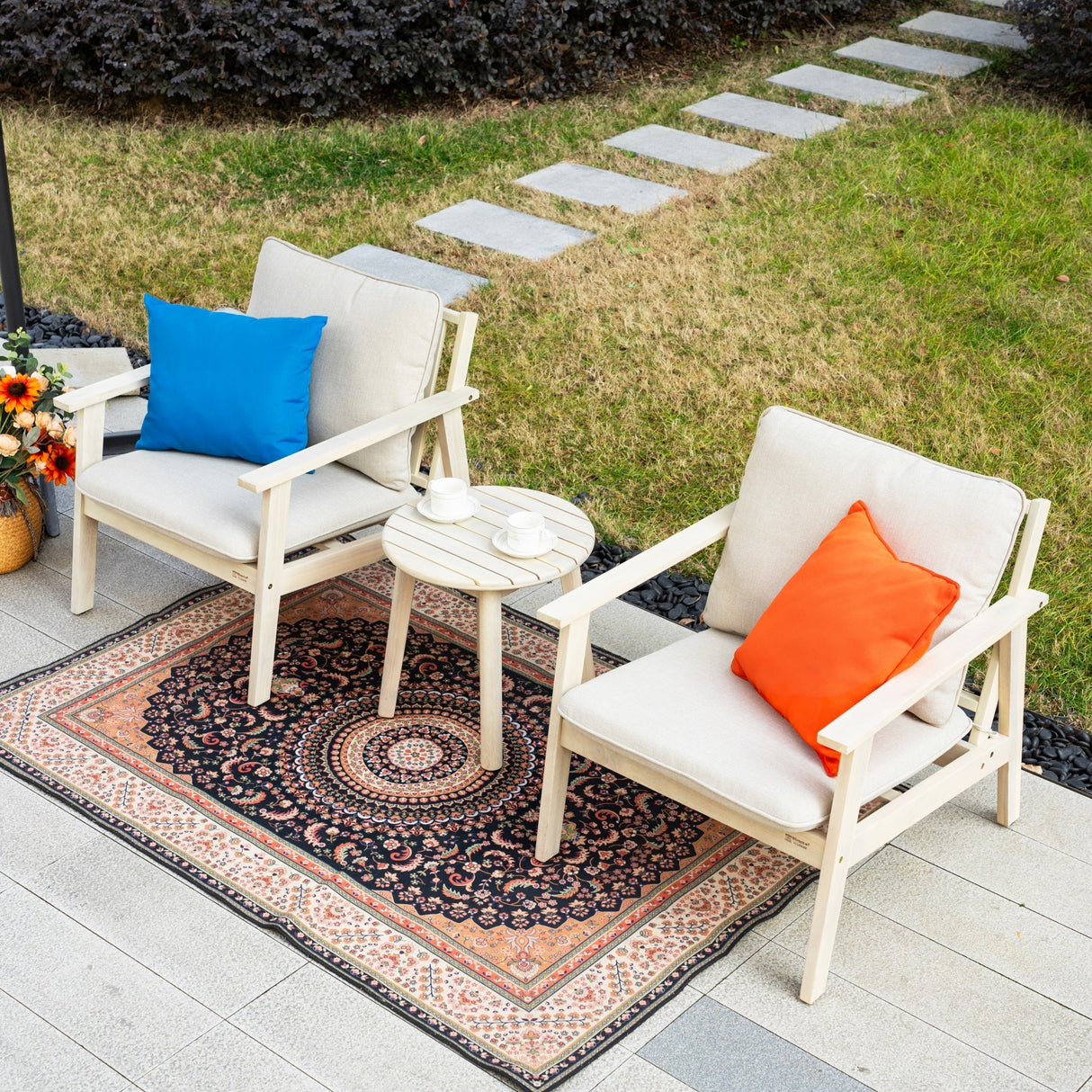 Wood Outdoor Bistro Sofa Set – 3-Piece