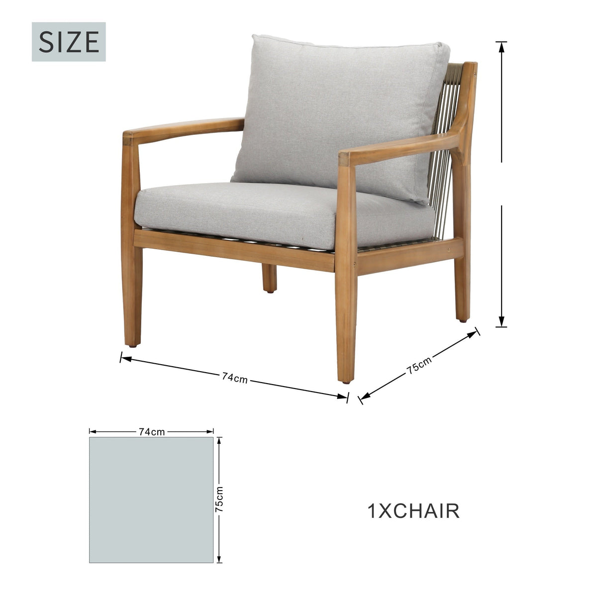 SOLARA Solid Wood Single Seater Sofa Set of 2