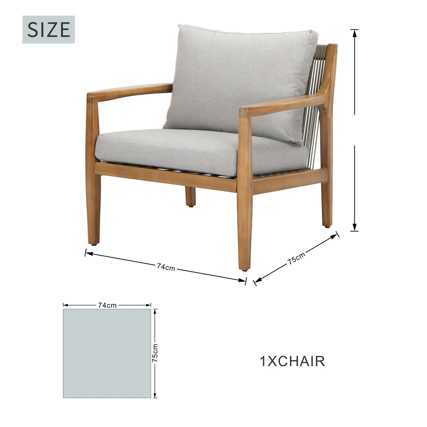 SOLARA Solid Wood Single Seater Sofa Set of 2