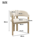 Set of 2 Solid Wood Dining Chairs – Boucle Upholstered Chairs for Dining Room, Living Room, Restaurant or Cafe