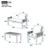 Garden Furniture Set with Cushions – Rattan Outdoor Lounge, Double Sofa, 2 Armchairs & Table