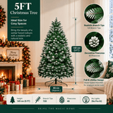 Snow-Flocked Artificial Christmas Tree with Pine Cones - Realistic Green Xmas Tree for Indoor Home Decoration
