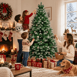 Snow-Flocked Artificial Christmas Tree with Pine Cones - Realistic Green Xmas Tree for Indoor Home Decoration