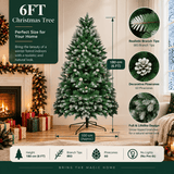 Snow-Flocked Artificial Christmas Tree with Pine Cones - Realistic Green Xmas Tree for Indoor Home Decoration