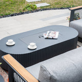 TALARA 5-Seater Aluminium Sofa Set with LYRIN Fire Pit Table