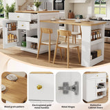 Extendable Kitchen Island Bar Table - Dining Cart with Storage, 3 Drawers & Wine Rack, Seats 2–6, White